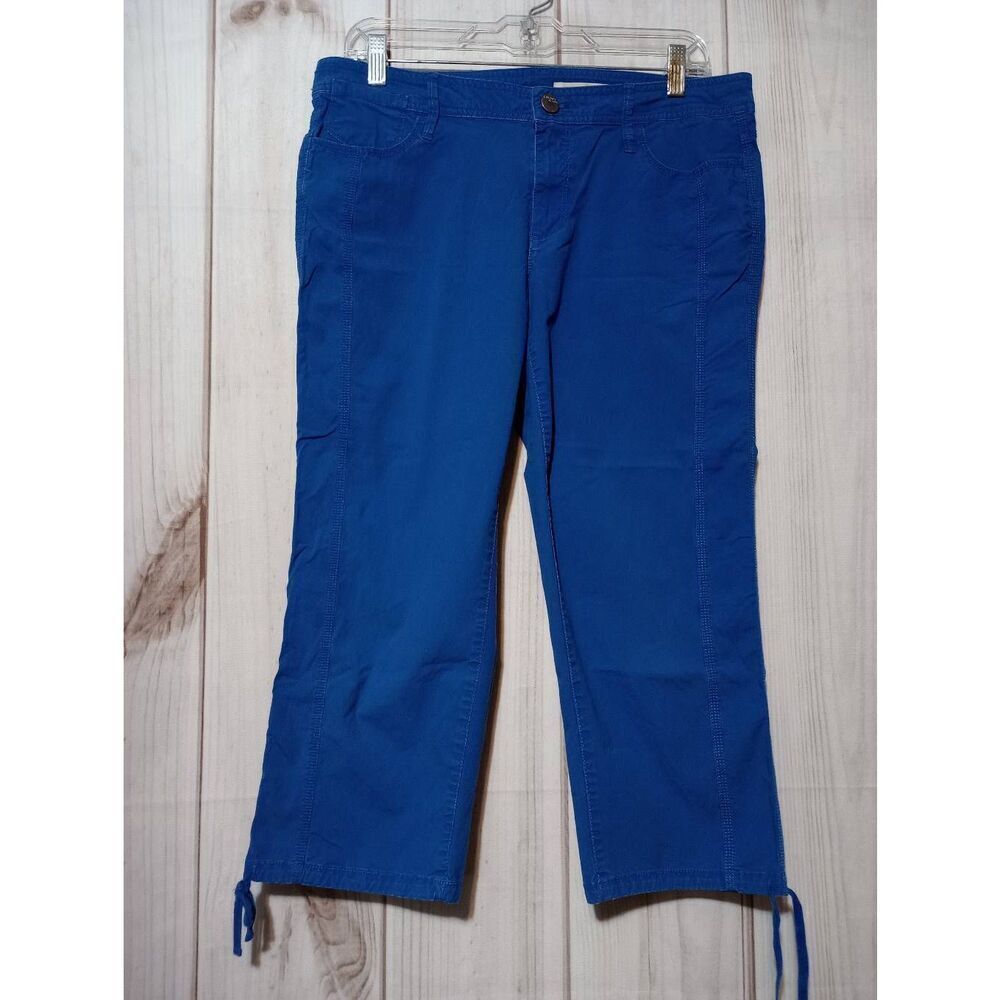 DKNY Jeans Womens Blue Cropped Capri Pants Tie Hem Size 10 718393